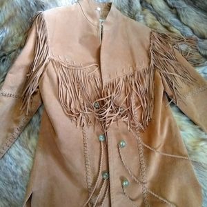 Genuine Suede leather  fringe jacket